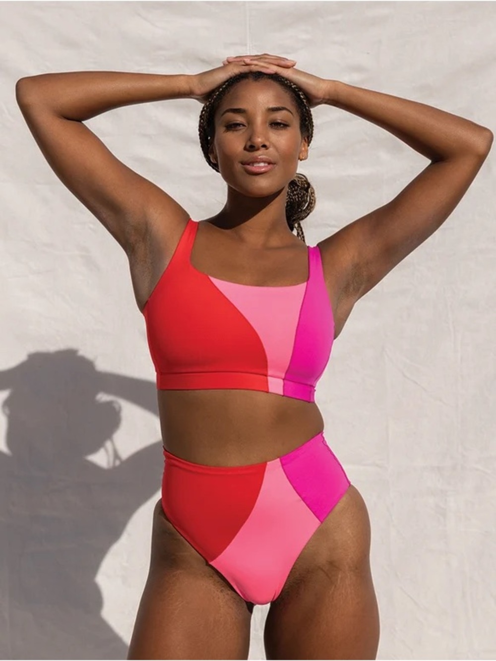 Left On Friday Colorblock Bikini bottom in Red & Pink